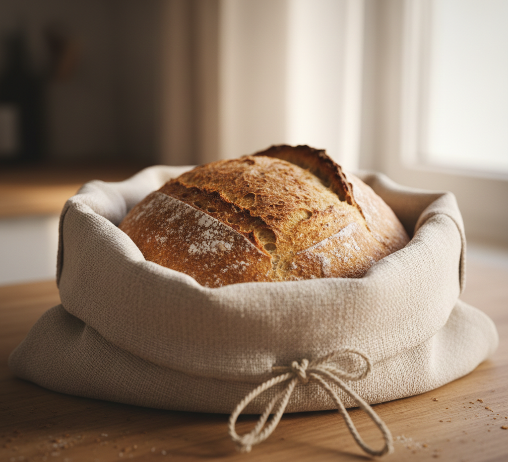 pan en bolsa de lino